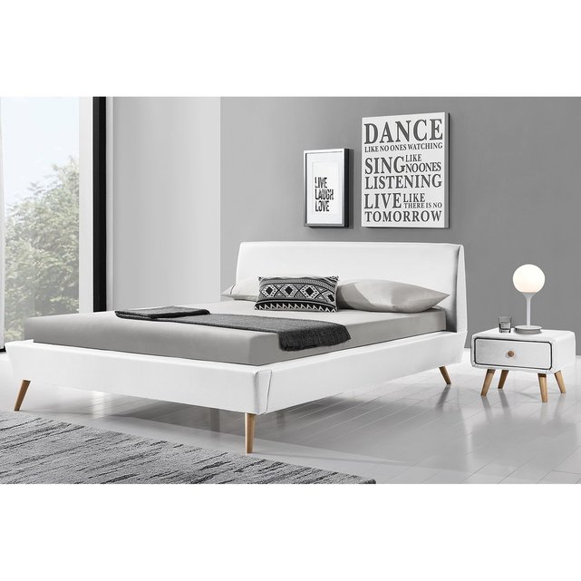 Lit scandinave + sommier,160x200cm,norway blanc Concept ...