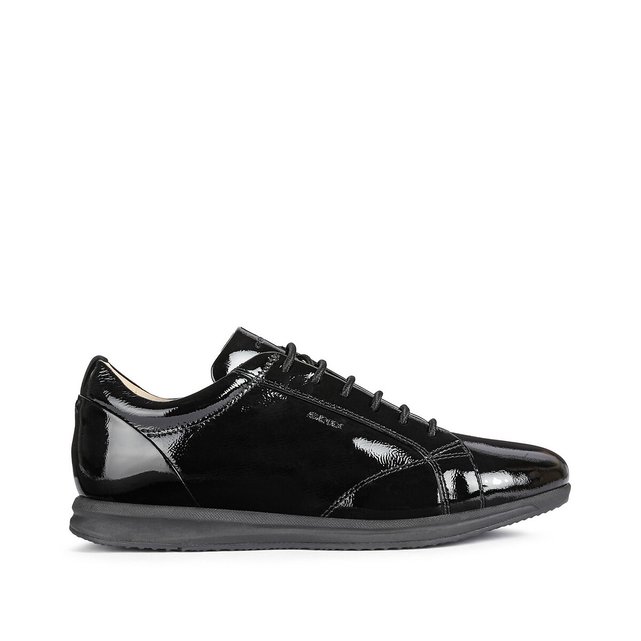 geox black leather trainers