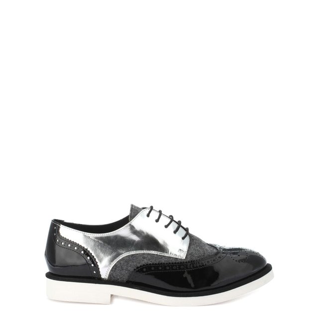 Derbies cuir ela/flanelle noir/argent Cosmoparis | La Redoute