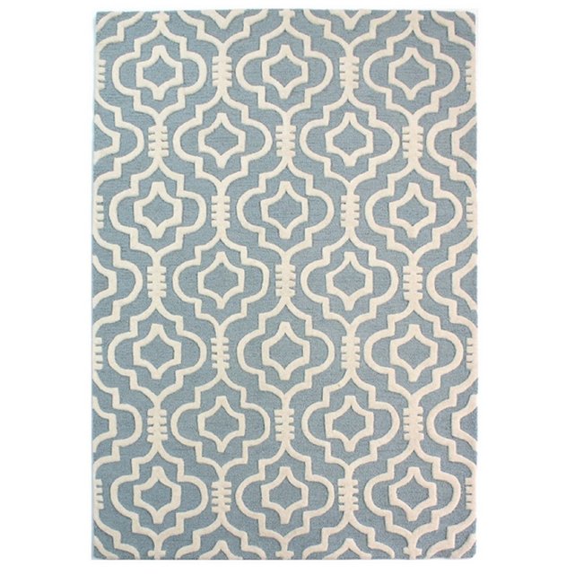 Tapis De Salon Pure Laine Design Hilal Bleu Ciel Novatrend La Redoute