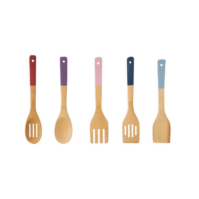 5 Piece Bamboo Kitchen Utensil Set Multi Coloured Premier La Redoute