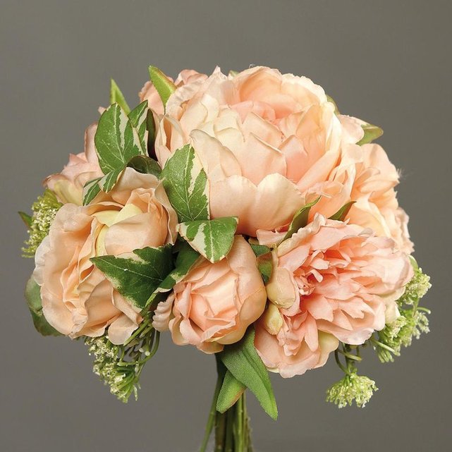 Bouquet Pivoines Carottes Sauvages Factice 7 Fleurs Hcm Rose Saumon Couleur Rose Saumon Artificielles La Redoute