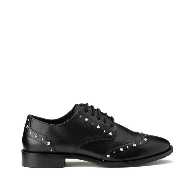 Derbies em pele com tachas preto La Redoute Collections ...