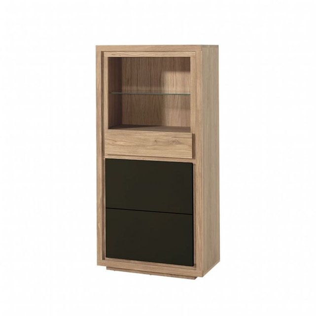 bibliothèque / buffet bois bicolore naturel / laqué noir en chêne