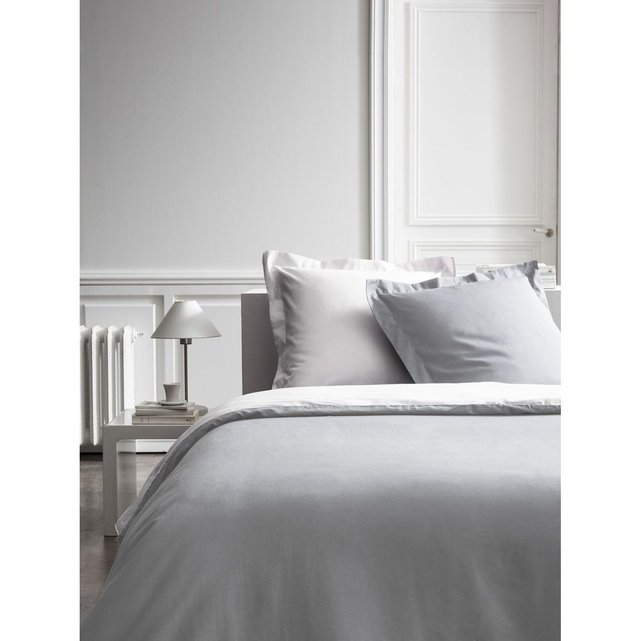 Housse De Couette Et 2 Taies D Oreiller Bicolore 220 X 240 Cm Coton Percale Blanc Today La Redoute