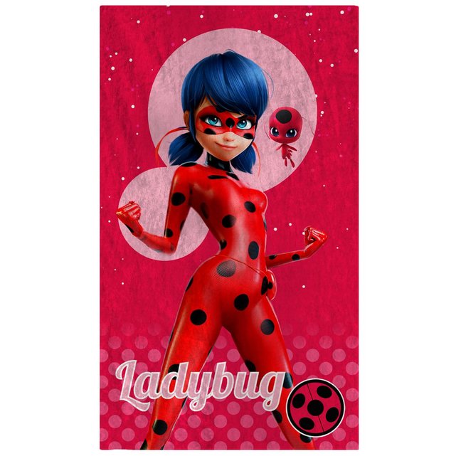 Drap de plage imprime velours 100 coton supergirl rouge Miraculous La Redoute