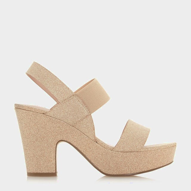 Sandales à Talon Plateforme Patron Haley - Taille US 6, Couleur Beige, Orteil Ouvert