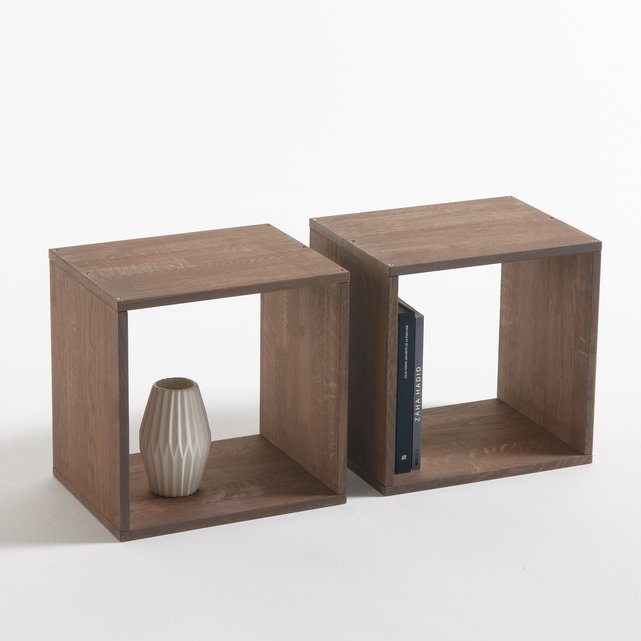 Set of 2 Edgar Oak Storage Cubes Set of 2 Edgar Oak Storage Cubes