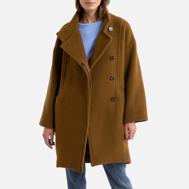 Manteau mi long boutonné lancelot kaki Soeur | La Redoute Manteau ample femme | La Redoute