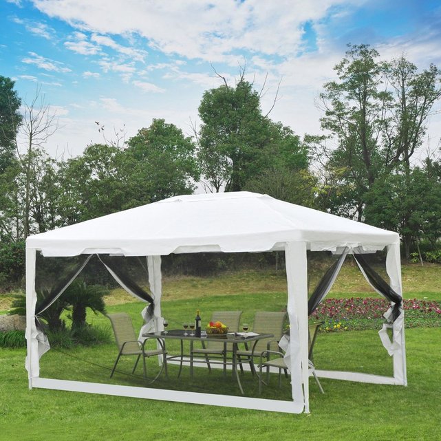 Tonnelle barnum 4x3x2,45 m blanc noir blanc Outsunny | La ...