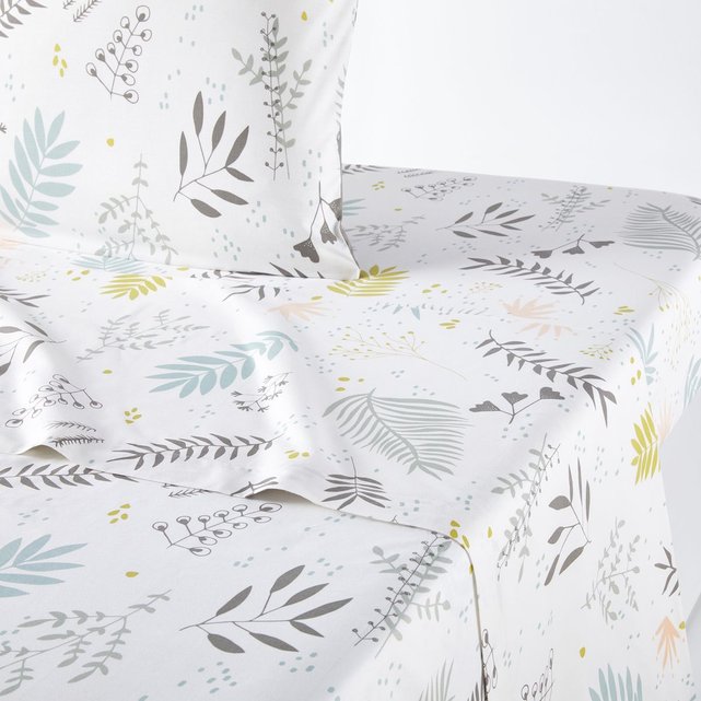 Drap Plat Percale Pur Coton Suzanne Imprime Fond Blanc La Redoute Interieurs La Redoute