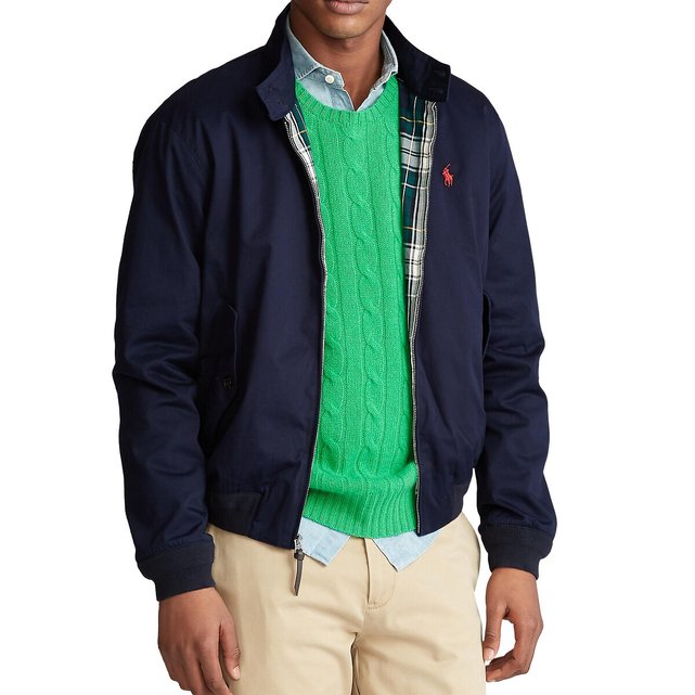Baracuda zipped harrington jacket  in cotton navy blue 