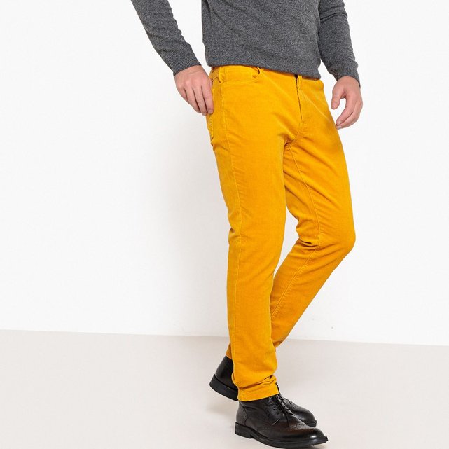 Pantalon en velours coupe slim jaune safran La Redoute ...