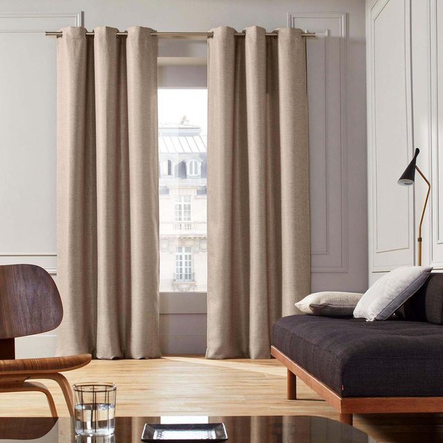 Rideau à oeillets polyester coconut beige clair Madura ...