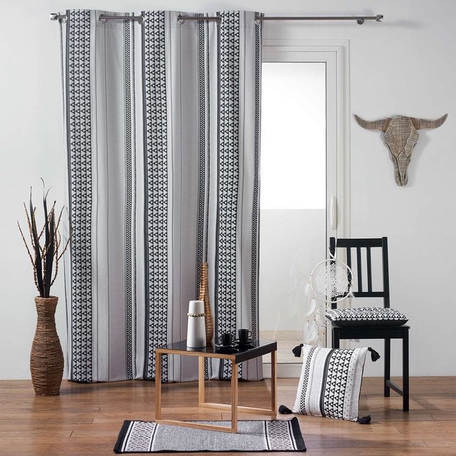 Rideau à ?illets 140 x 240 coton attica gris et blanc Decoratie | La ... Rideau à ?illets 140 x 240 coton attica gris et blanc Decoratie | La ...