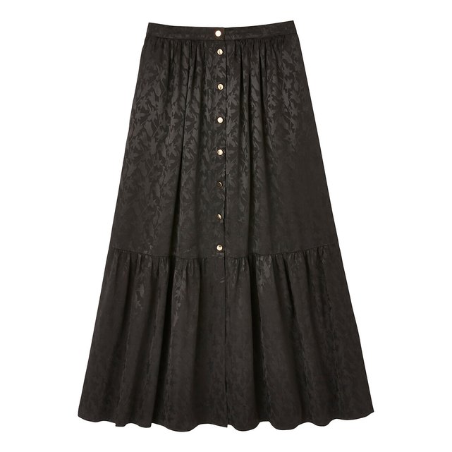 Lange rok met knoopsluiting in jacquard La Redoute Lange rok met knoopsluiting in jacquard La Redoute