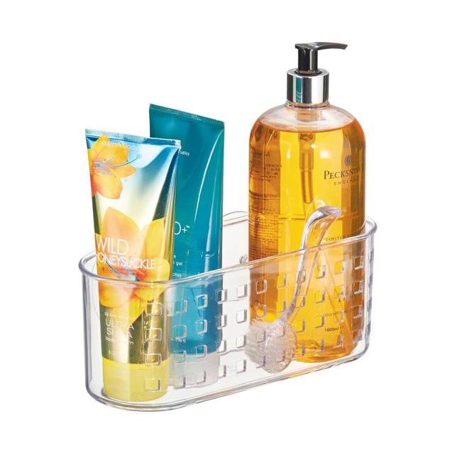 Porte-gobelet De Salle De Bain IDesign à Ventouses Transparent - Range Brosses à Dents Et Rasoirs - 5.8x8.3x15.8cm