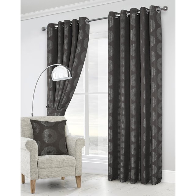Delta Lined Eyelet Curtains Grey Grey Home Curtains La Redoute