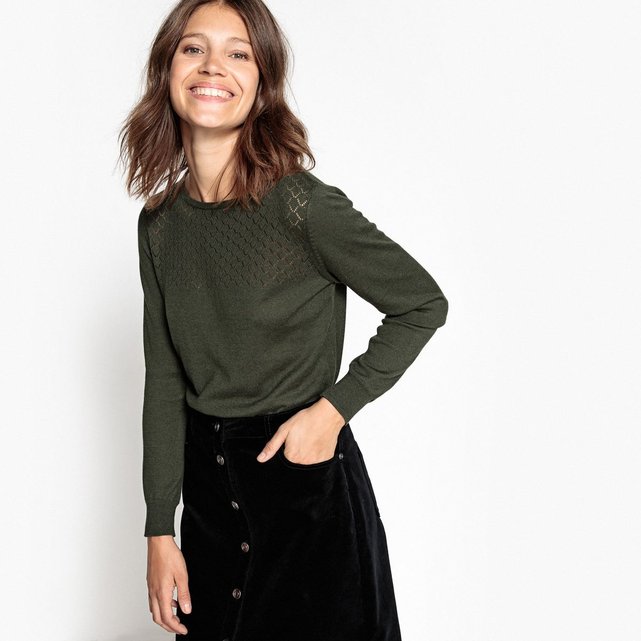 Pull coton, haut ajouré La Redoute Collections | La Redoute