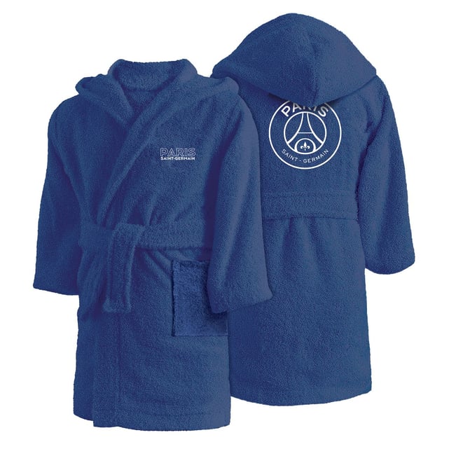 Peignoir De Bain à Capuche Bleu Marine En Coton éponge - 100% Coton, Poches Avant, Ceinture - Tailles S/M Et L/XL