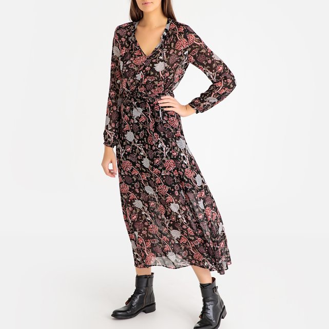 Robe LongueImprimé Ikks Pivoine NoirLa Redoute KlFJ1cu3T