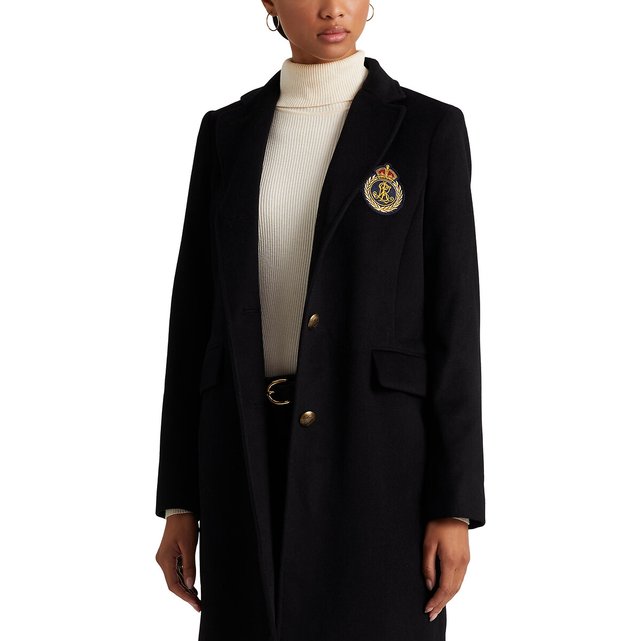 Wool mix straight coat with button fastening , black, Lauren Ralph Lauren |  La Redoute