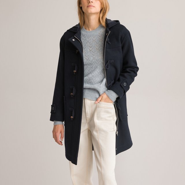 Recycled wool mix duffle coat with hood La Redoute Collections 