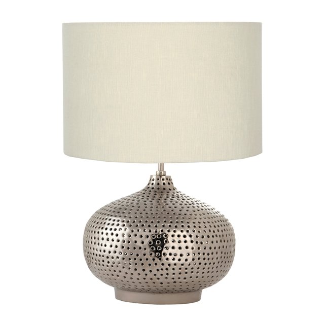 Metal table lamp in punched nickel , brushed nickel, Lifestyle La Redoute