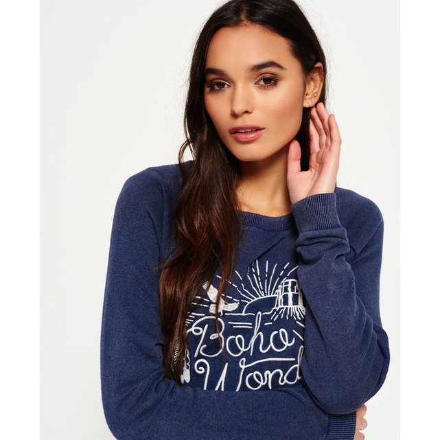 Sweat à col rond manches raglan et logo appliqué Superdry Sweat à col rond manches raglan et logo appliqué Superdry