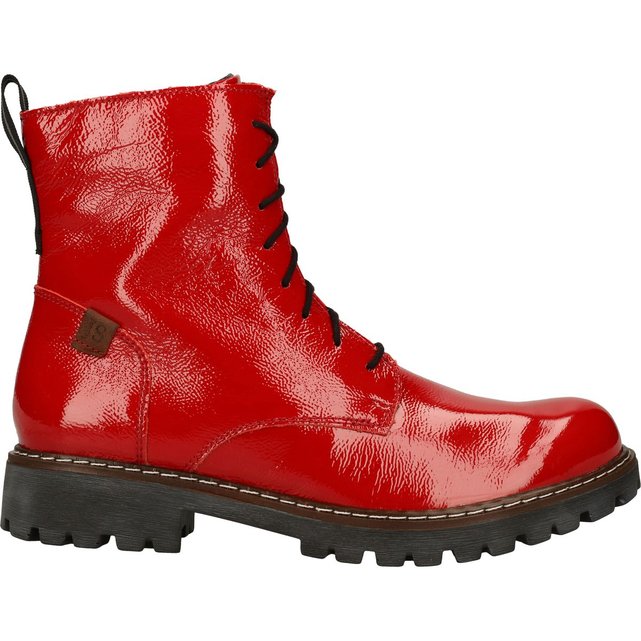 bottines en cuir rouge