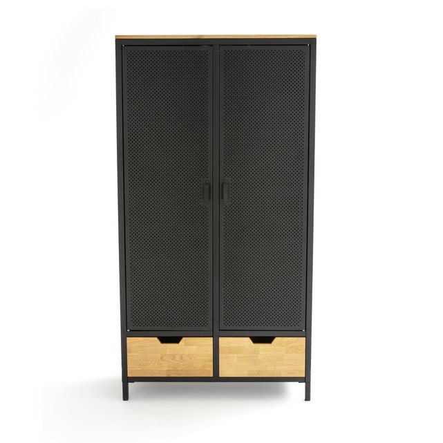 Kleiderschrank Agama 2 Turen Metall Eiche Holz Metal La Redoute