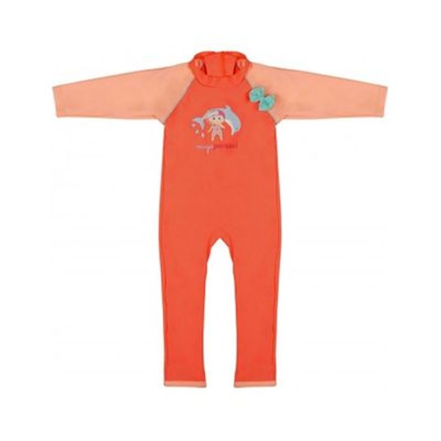 Combinaison Bebe Longue Anti Uv Peche Bicolore Et Petit Noeud Corail Mayoparasol La Redoute