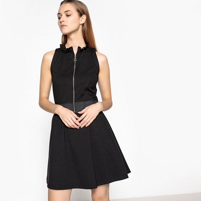 Robe trapèze zippée, sans manches, col fantaisie noir La Redoute ... Robe trapèze zippée, sans manches, col fantaisie La Redoute Collections image 0