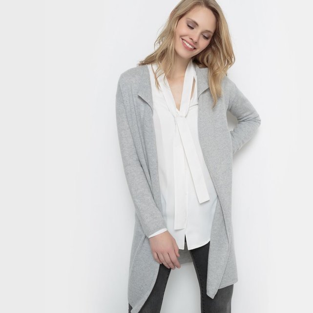 Gilet Long En Cachemire Gris Chiné La Redoute Collections | La Redoute