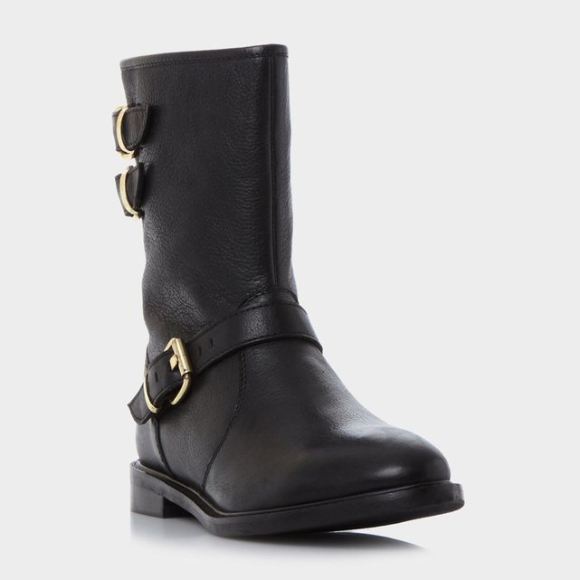 Buckle detail biker boot - rowen noir cuir Dune London La Redoute Buckle detail biker boot - rowen noir cuir Dune London La Redoute