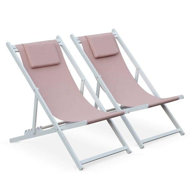 Lot De 2 Bains De Soleil Gaia Transat En Aluminium Et Textilene