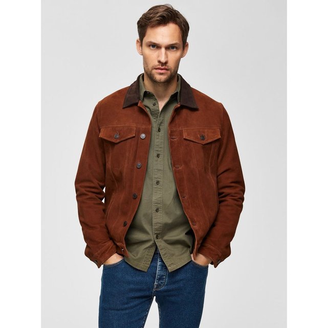 Veste en cuir daim - marron - tobacco brown Selected Homme ...