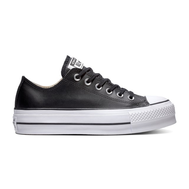 Chuck taylor all star lift ox leather flatform trainers , black, Converse |  La Redoute