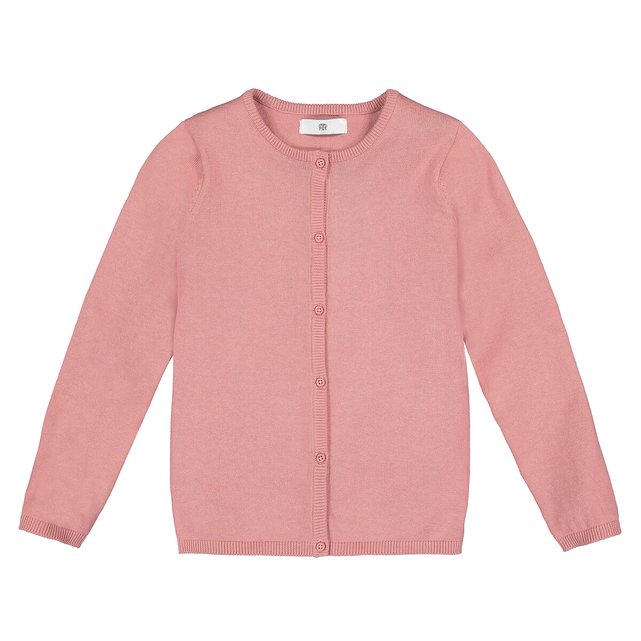 pink crew neck cardigan