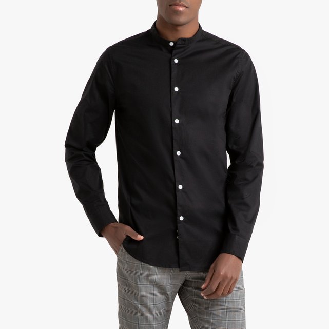 Camicia Extra Slim Collo Alla Coreana Maniche Lunghe Nero La Redoute 
