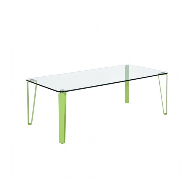Table Basse Rectangulaire En Verre Et Metal Colore Vert Calicosy