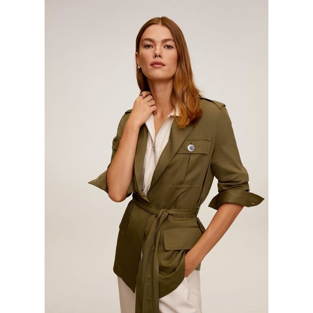 Trench fluide ceinture kaki Mango | La Redoute