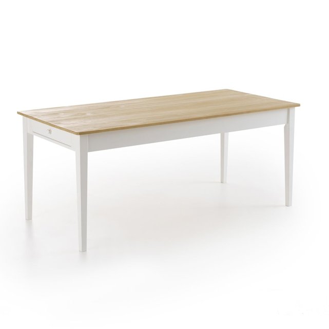 Table A Manger 6 8 Couverts Pin Massif Alvina Blanc La Redoute