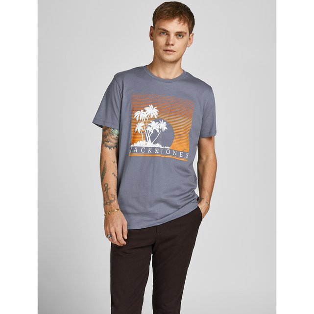 Jack & Jones Core T-Shirt Mens Logo Print Slim Fit Crew Neck S/S Tee JCOSead 