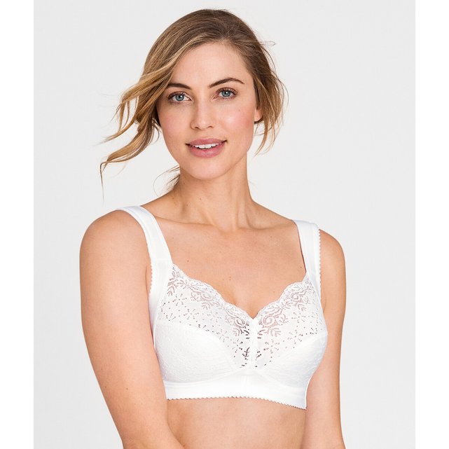 Non-underwired bra in cotton mix white Miss Mary Of Sweden
