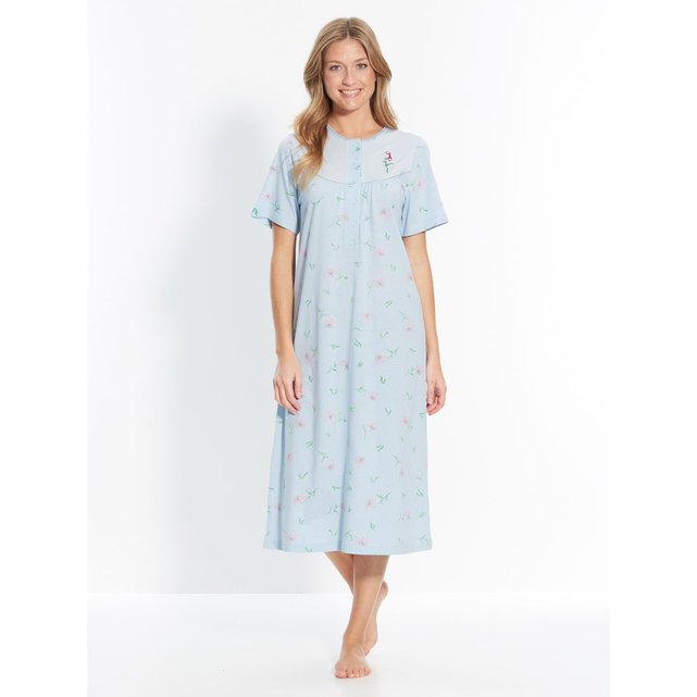 Chemise de nuit imprimé fleurs, longue imprimé blanc ...