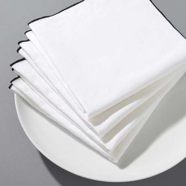 Lot de 4 serviettes de table r/éutilisables et durables Motif /à pois Noir sur gris clair 50,8 x 50,8 cm