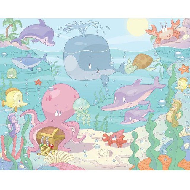 Papier Peint Bébé Monde Sous Marin Walltastic 305x244 Cm Multicolor