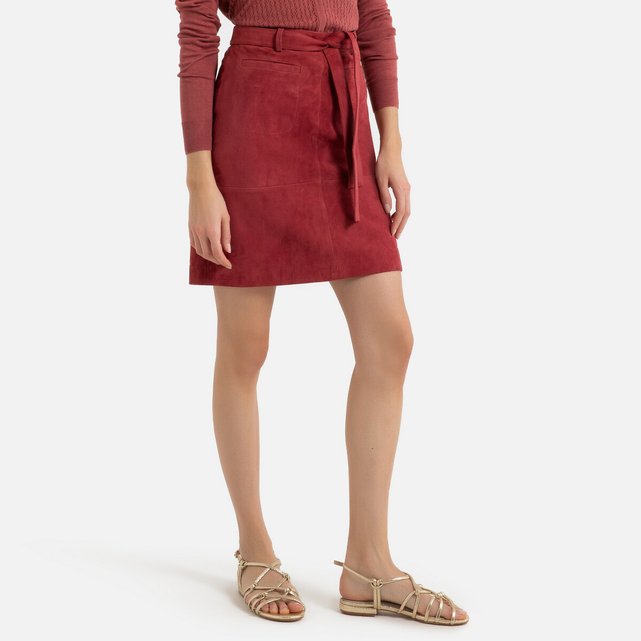 maroon suede skirt