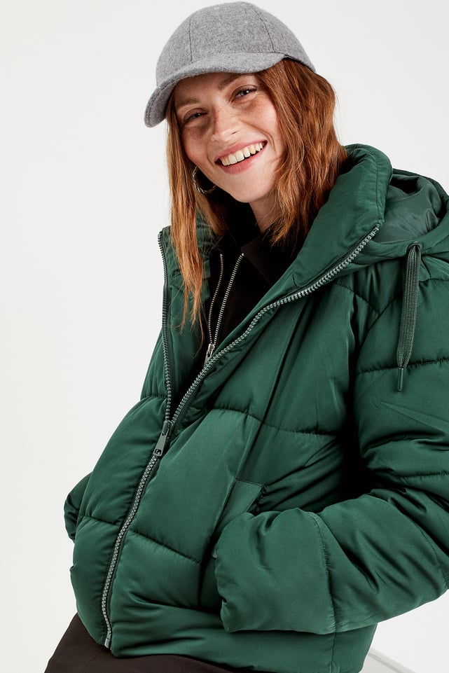 Doudoune droite zippée vert foncé Cache Cache La Redoute